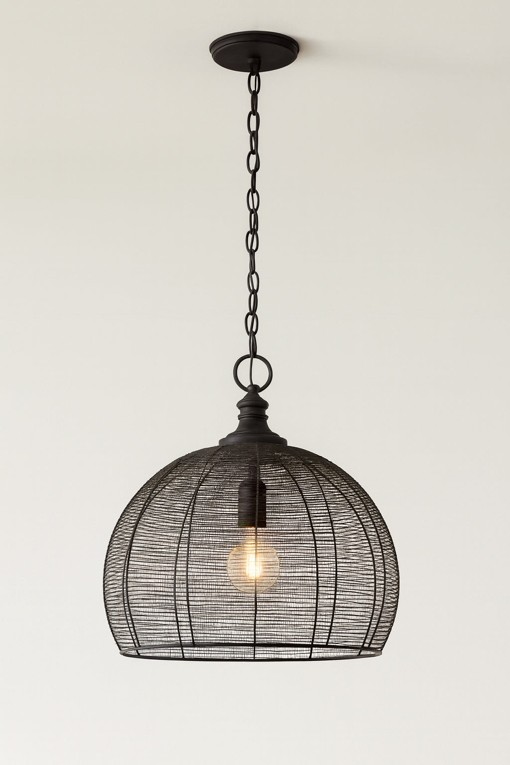 Golden Lighting Calypso 1 Light Matte Black Pendant with Metal Shade