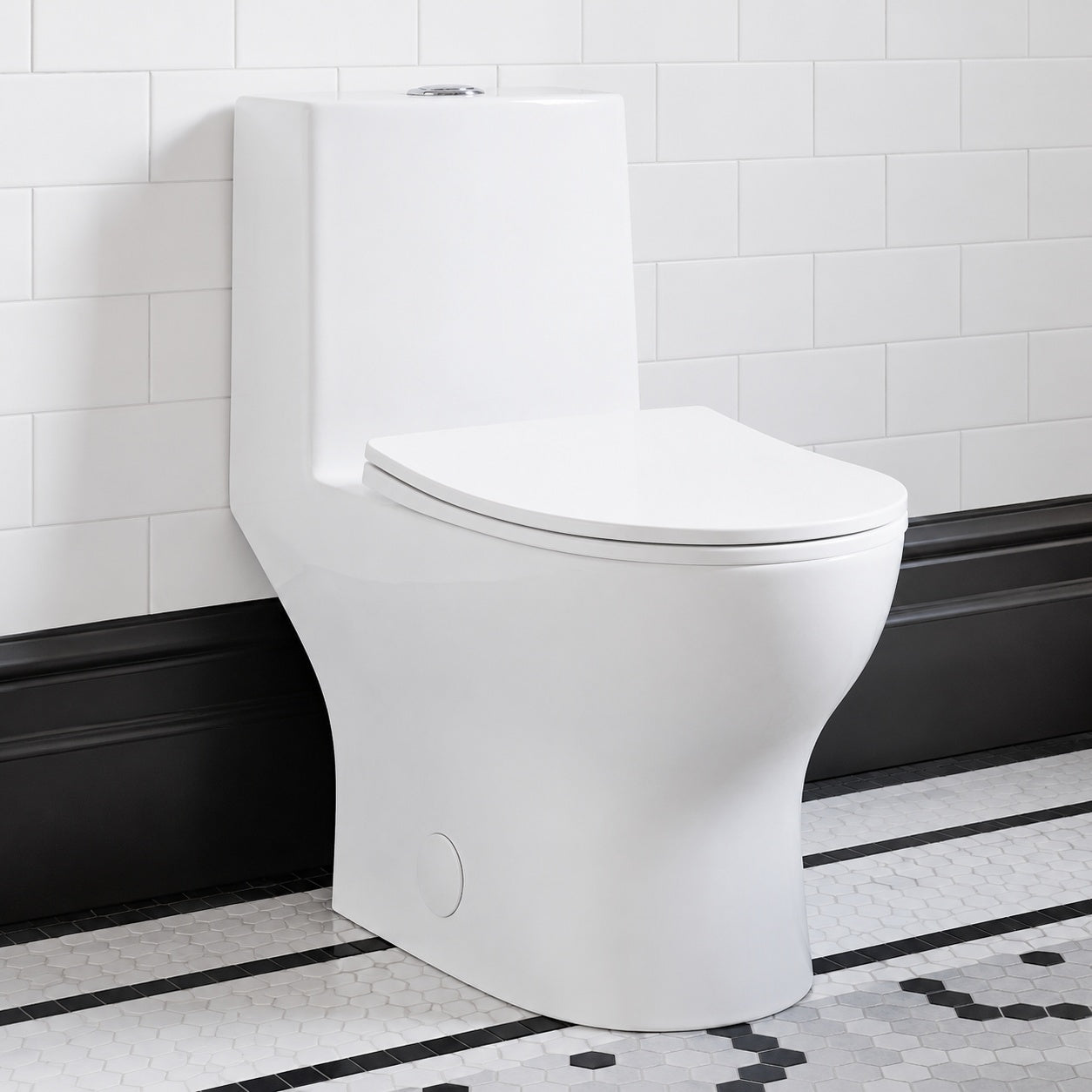 Swiss Madison 1 piece 1 1 GPF Ivy 10 in Rough In Dual Flush Elongated Toilet in White Seat Included