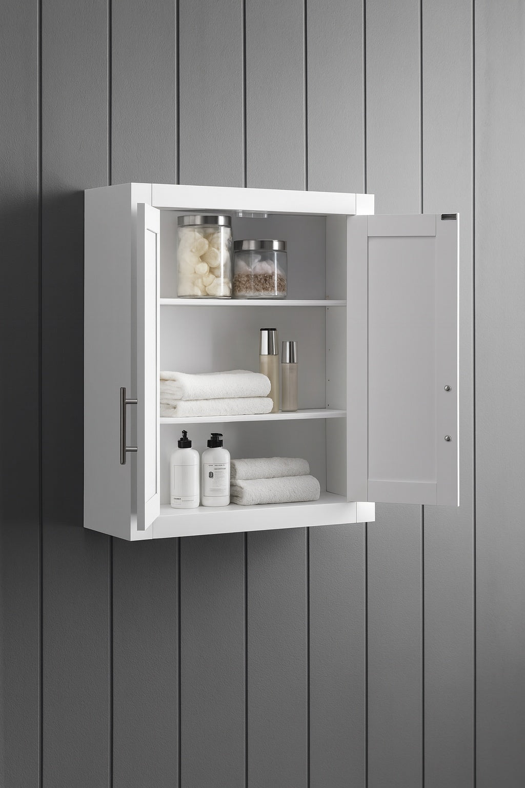CROSLEY FURNITURE Savannah 22 in. x 26 in. x 8 in. Surface-Mount Medicine Cabinet in White