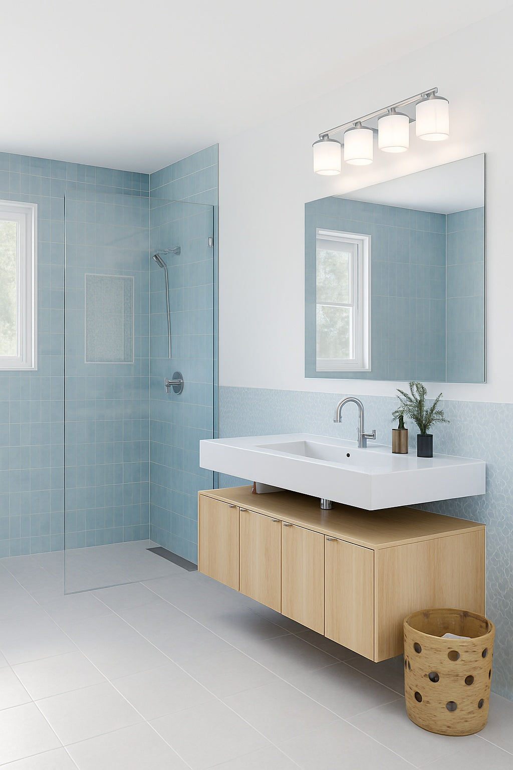Progress Lighting League Collection 4 Light Brushed Nickel Etched Glass Modern Farmhouse Bath Vanity Light