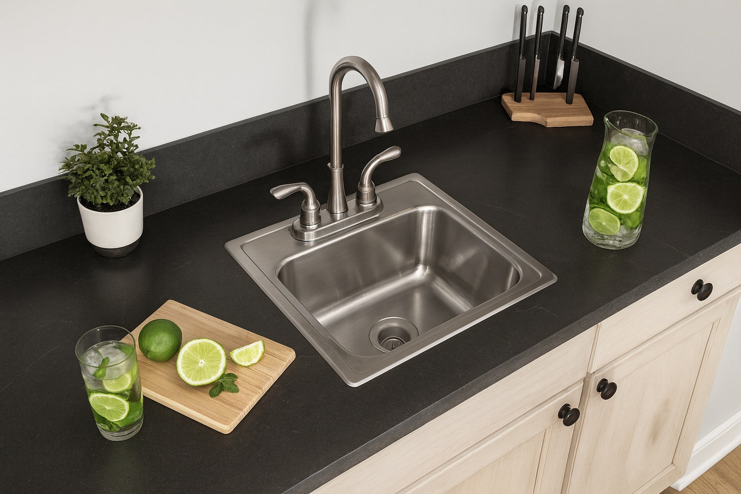 Elkay Parkway 15 in. Drop-in Single Bowl 20-Gauge Stainless Steel Sink w/ Faucet