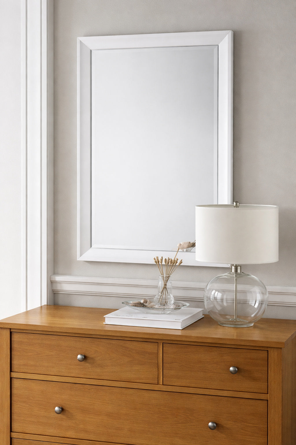 Home Decorators Collection 24 in W x 36 in H Rectangular Plastic Framed Wall Bathroom Vanity Mirror in Silver Screws Not Included