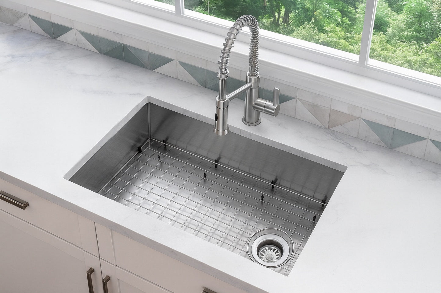 Glacier Bay Professional Zero Radius 27 in Undermount Single Bowl 16 Gauge Stainless Steel Workstation Kitchen Sink with Accessories