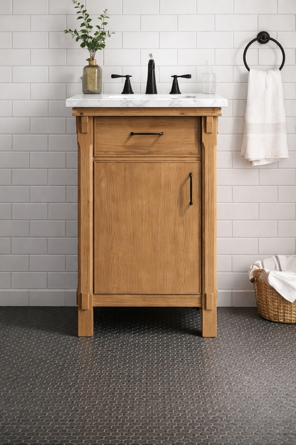 Home Decorators Collection Bellington 24 In Single Sink Almond Toffee Bath Vanity With White Engineered Stone Top Assembled Bellington 24