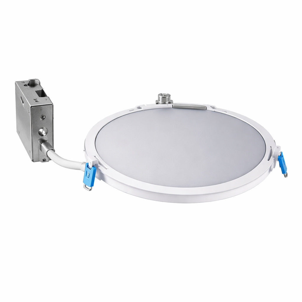 HALO HLB12 12 in Selectable CCT and Lumens Canless Integrated LED White Recessed Light Downlight Trim with Junction Box