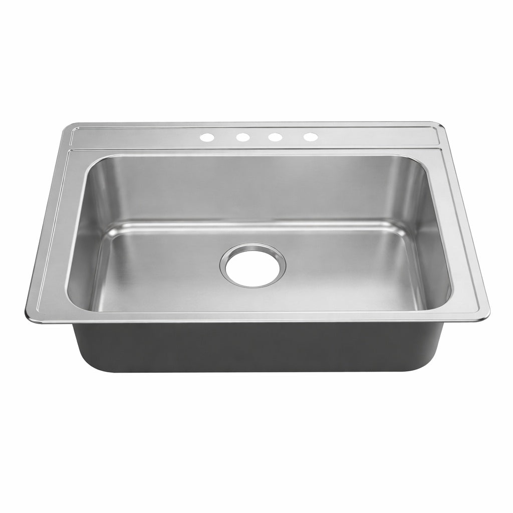 Glacier Bay 33 in Drop In Single Bowl 20 Gauge Stainless Steel Kitchen Sink
