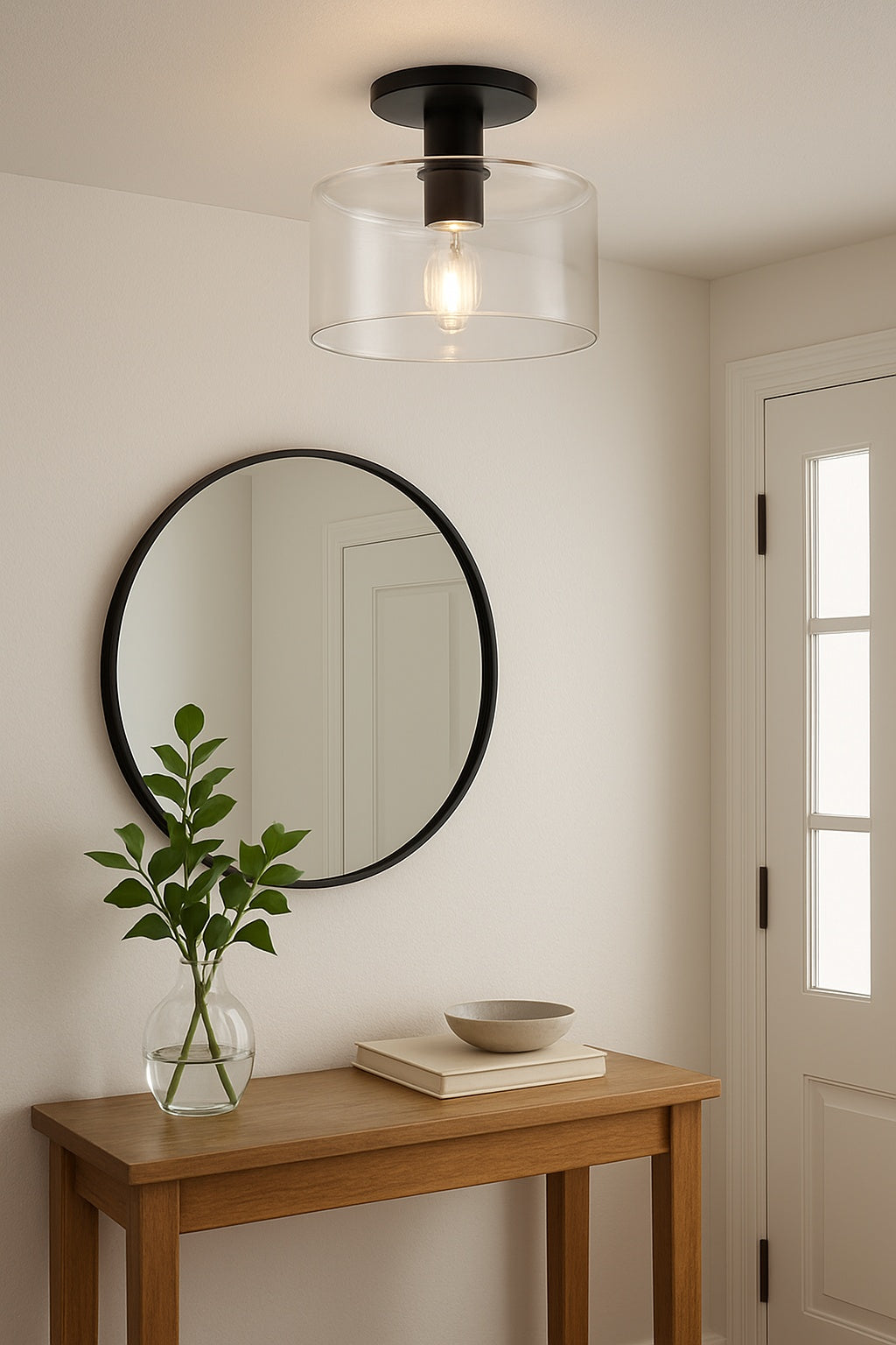 Henri 10 in Matte Black Semi Flush Mount with Clear Glass Shade SF0808