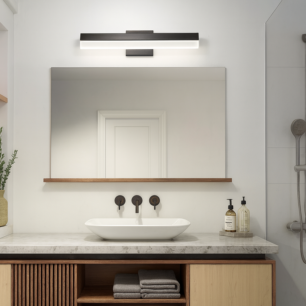 Artika Essence Bubble Bar 27 in. 1 Light Matte Black Modern Integrated LED Vanity Light Bar for Bathroom with Bubble Glass