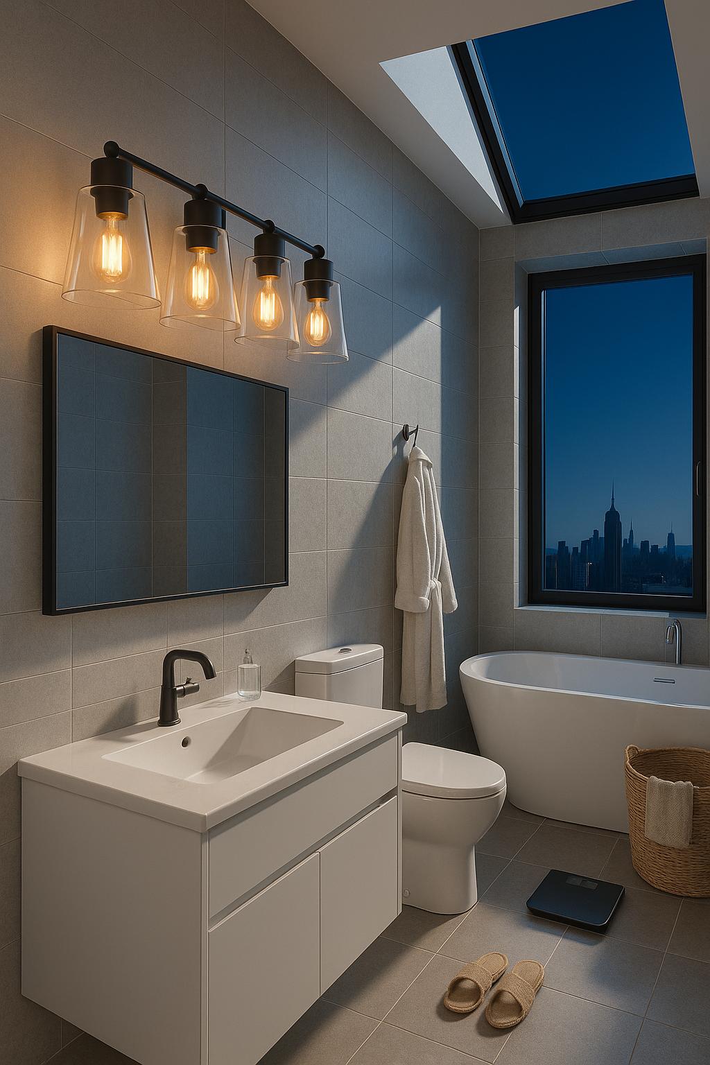 Uolfin Modern Bell Bathroom vanity Light Firefly 29 in. 4-Light Matte Black Cylinder Wall Sconce Light with Clear Glass Shade