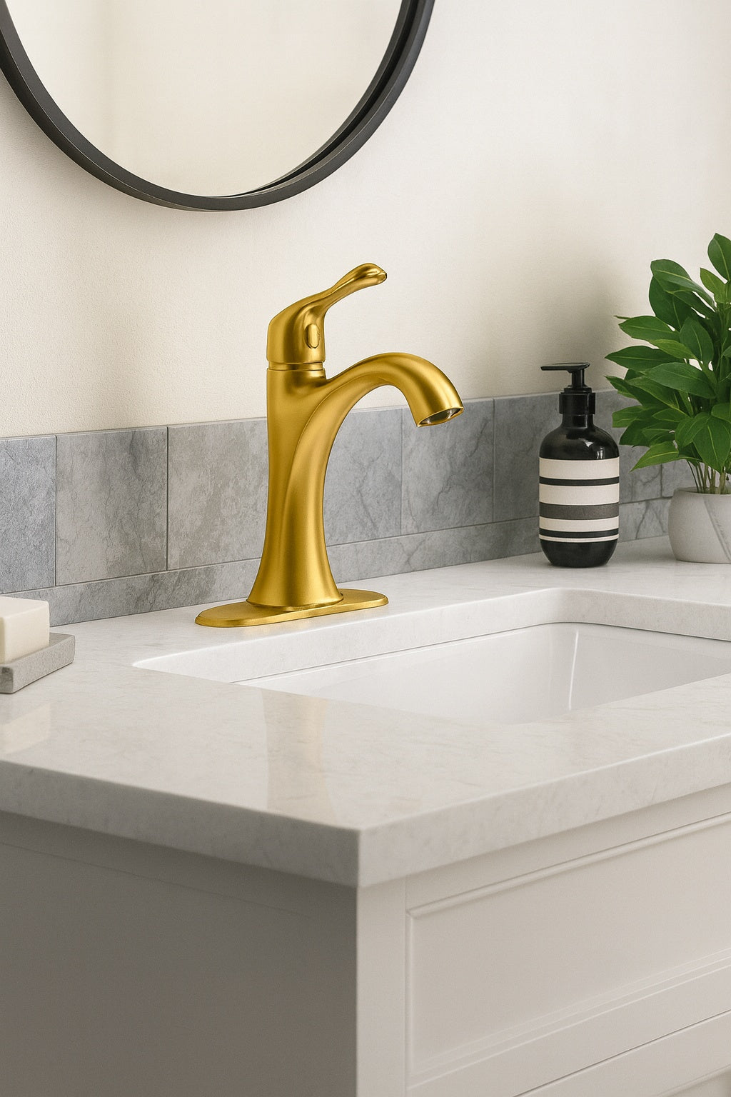 KOHLER Sundae Single Handle Single Hole Bathroom Faucet in Vibrant Brushed Moderne Brass