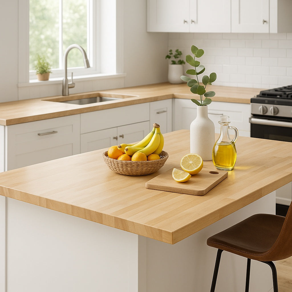 Hampton Bay 8 ft L x 25 in D Finished Engineered Birch Butcher Block Countertop with Standard Edge