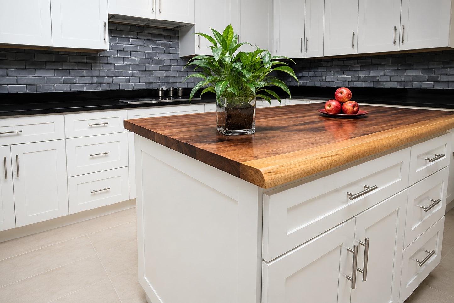 6 ft L x 25 in D Finished Saman Solid Wood Butcher Block Countertop in with Live Edge