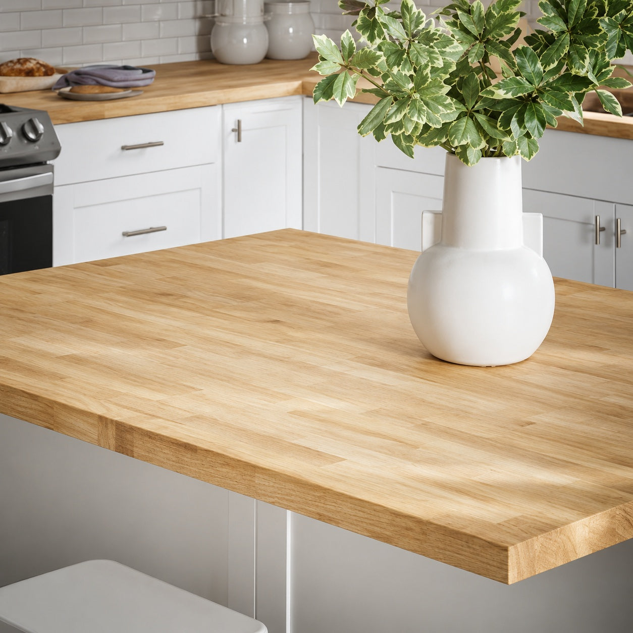 Hampton Bay 8 ft L x 25 in D Unfinished Hevea Solid Wood Butcher Block Countertop With Standard Edge