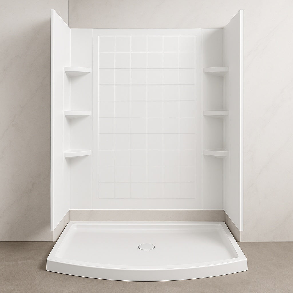 American Standard American Standard Ovation Curve 48 in L x 30 in W x 72 in H Alcove Shower Kit with Shower Wall and Shower Pan in Artic White