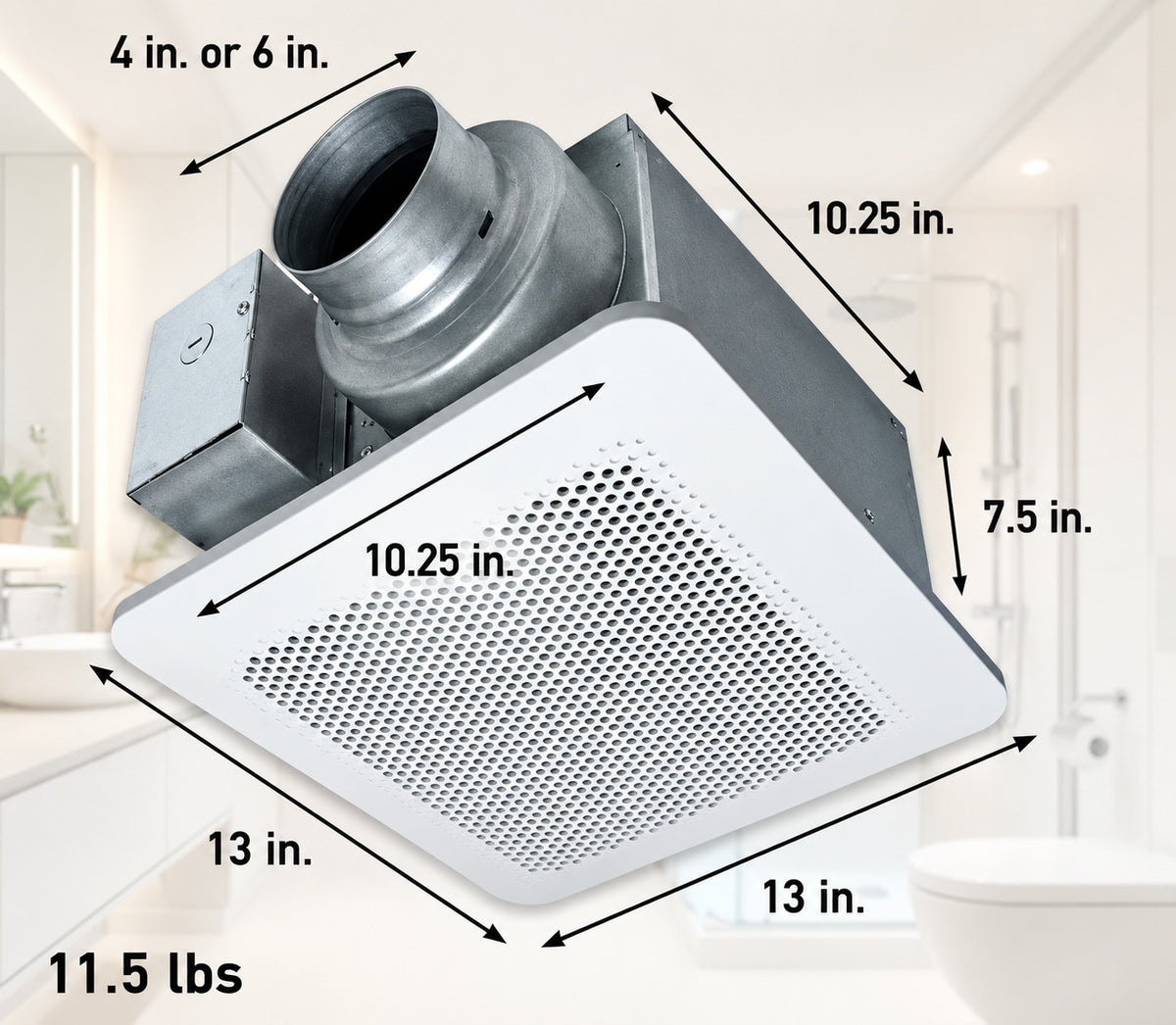 Panasonic Whisper Choice Auto DC Pick A Flow 80 110 CFM Ceiling Bathroom Exhaust Fan with Humidity Sense and Flex Z Fast Bracket RG C811HA