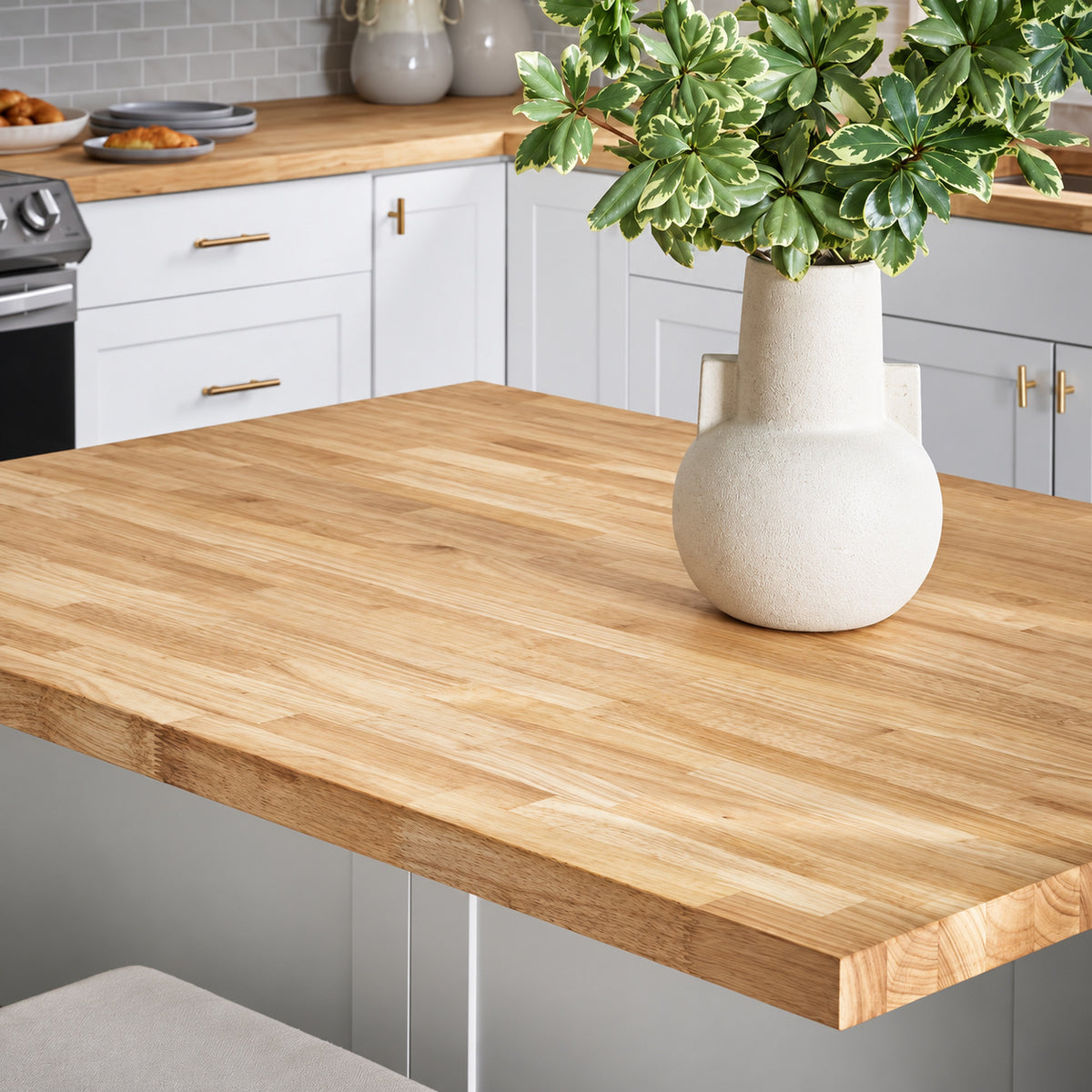 Hampton Bay 4 ft L x 25 in D Unfinished Hevea Solid Wood Butcher Block Countertop with Standard Edge THD HBU 0001