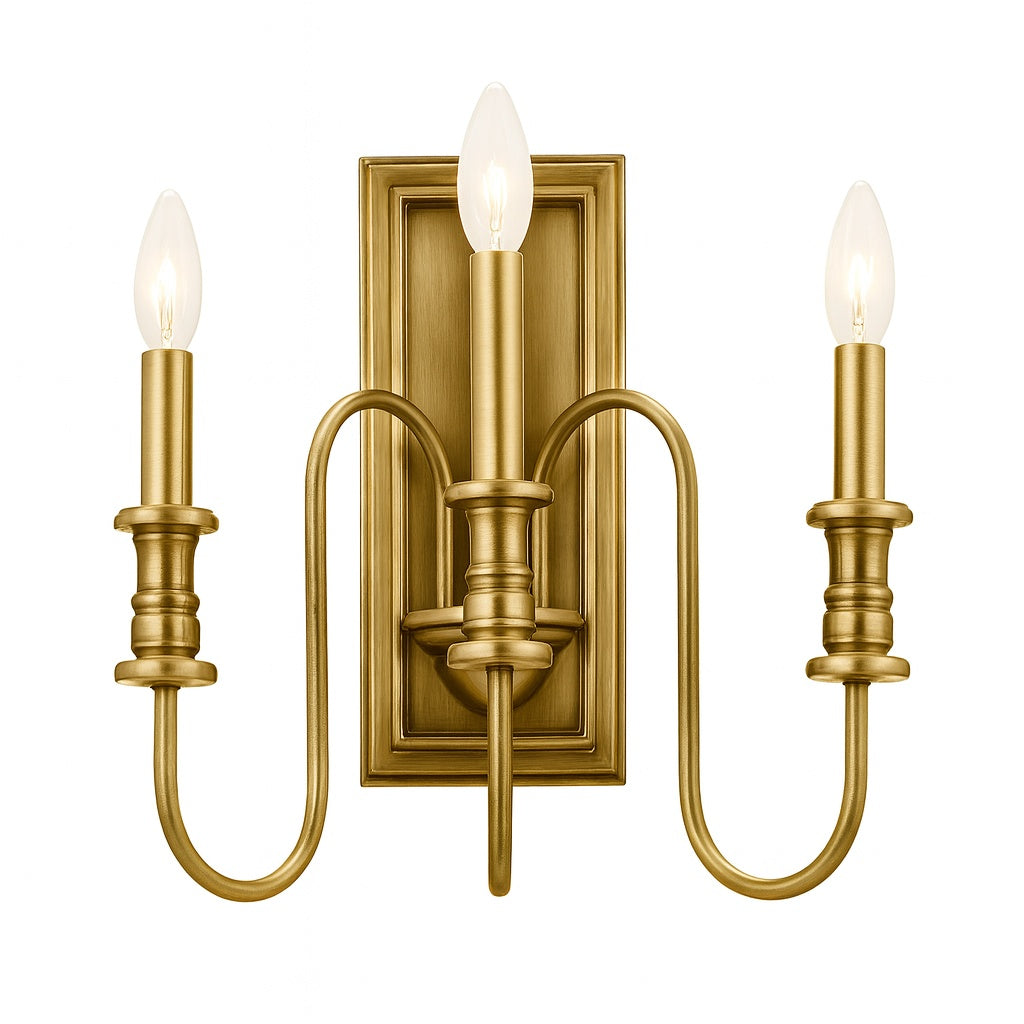 KICHLER Karthe 3-Light Beech and Brushed Nickel Hallway Wall Sconce Light