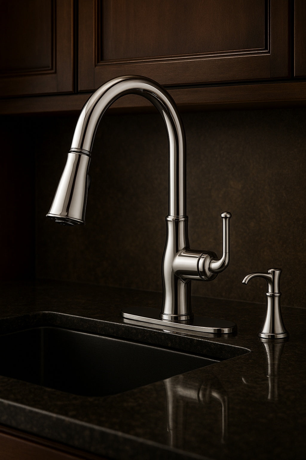 Glacier Bay Kagan Chrome 15 in H Pull Down Sprayer Kitchen Faucet with 360 Swivel Spout