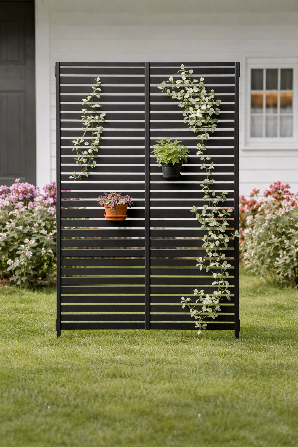 Lirago 75 In X 48 In Black Patio Privacy Screen With Stand