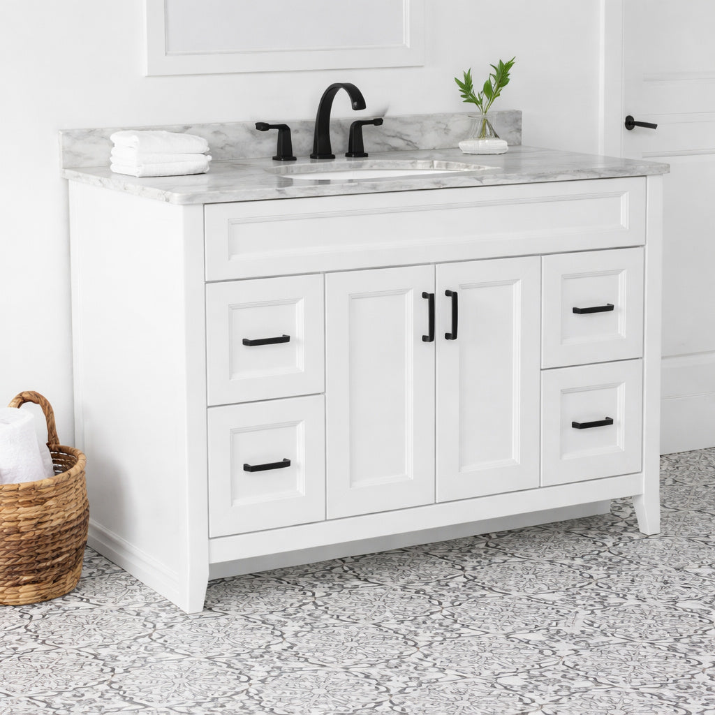 Home Decorators Collection Ridge 48 in W x 22 in D x 34 in H Bath Vanity Cabinet without Top in White RG48 WH