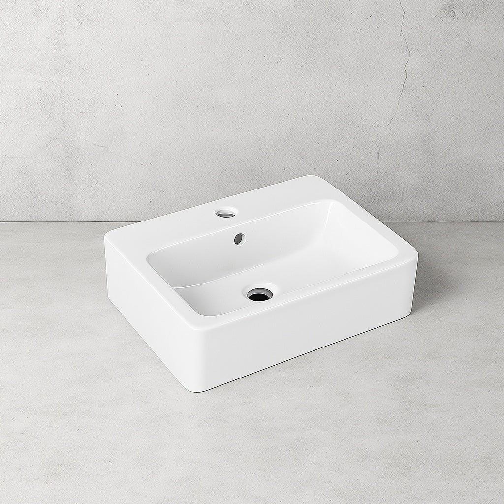 20 in. Ceramic Rectangular Vessel Bathroom Sink in White