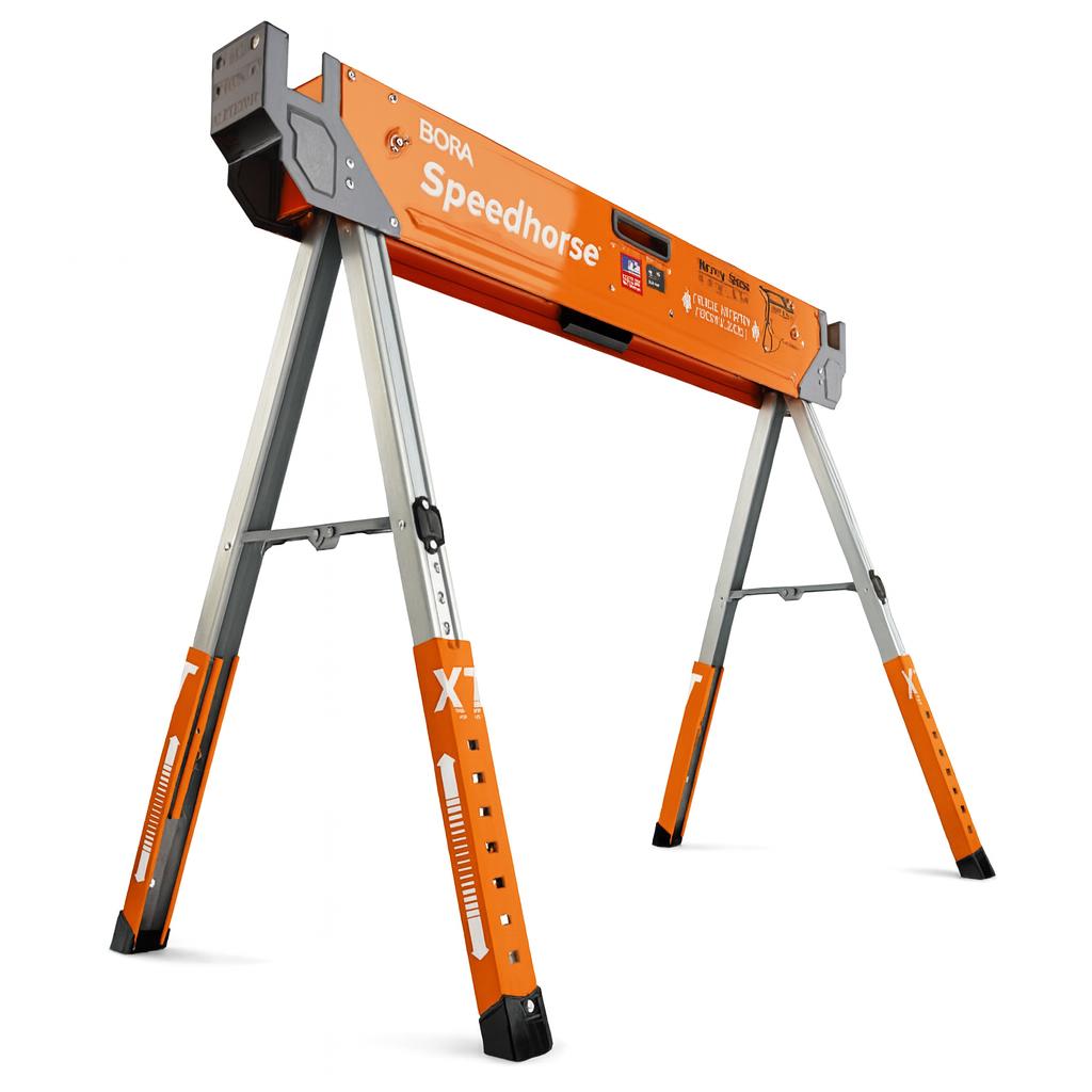 BORA 30 in. to 36 in. H Steel Speed Horse XT Adjustable Height Sawhorse with Auto Release Legs