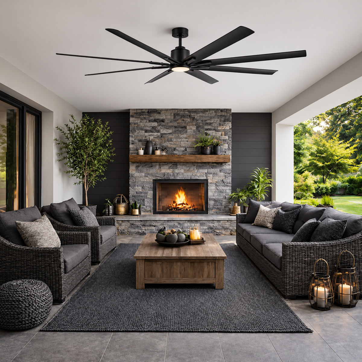 Home Decorators Collection Kensgrove II 72 in Smart Indoor Outdoor Matte Black Ceiling Fan with Remote Included Powered by Hubspace N608 MBK