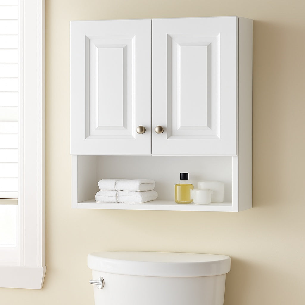 Glacier Bay Lancaster 21 in. W x 8 in. D x 26 in. H Surface-Mount Shaker Bathroom Storage Wall Cabinet in White