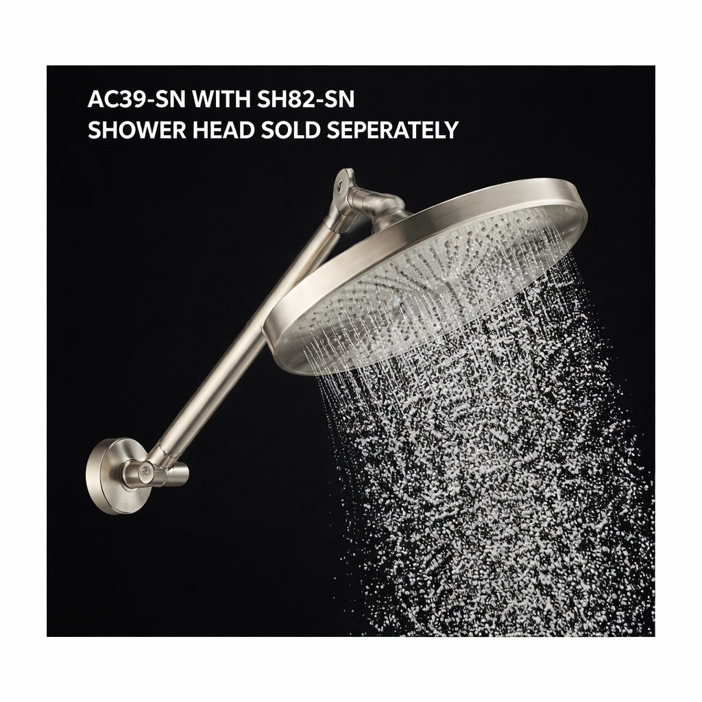 MODONA Adjustable Rain Shower Arm in Satin Nickel