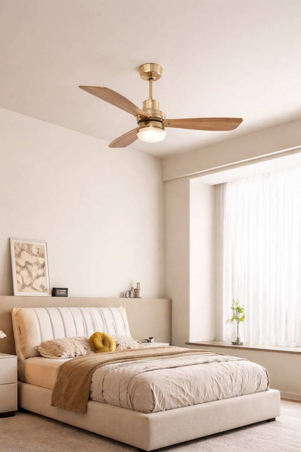 148 In Integrated Led Indoor Reversible 6 Speeds Smart Timing Light Brown Ceiling Fan With Light And Remote