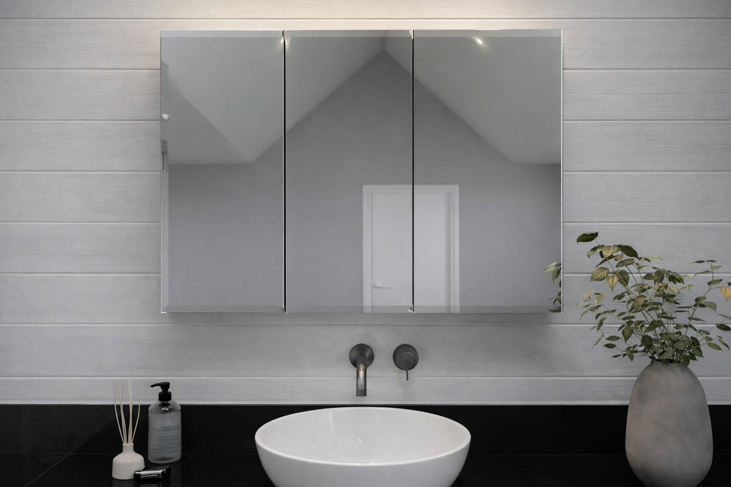 Croydex Texoma 36 in W x 30 in H Triple Door White Steel Surface Mount Medicine Cabinet with Mirror
