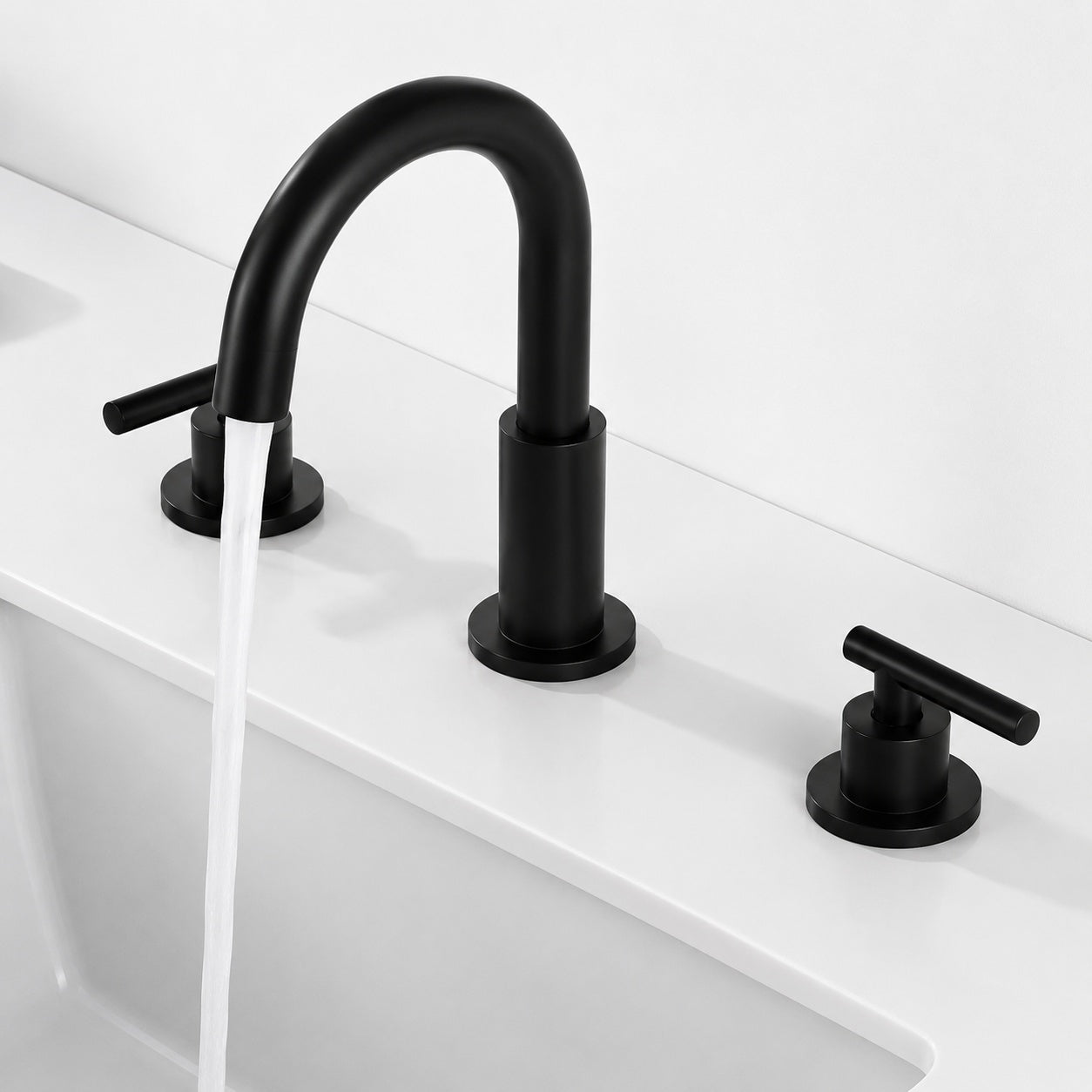 FLG 8 in Widespread Double Handle Bathroom Faucet 3 Holes Modern Brass Sink Faucet in Matte Black