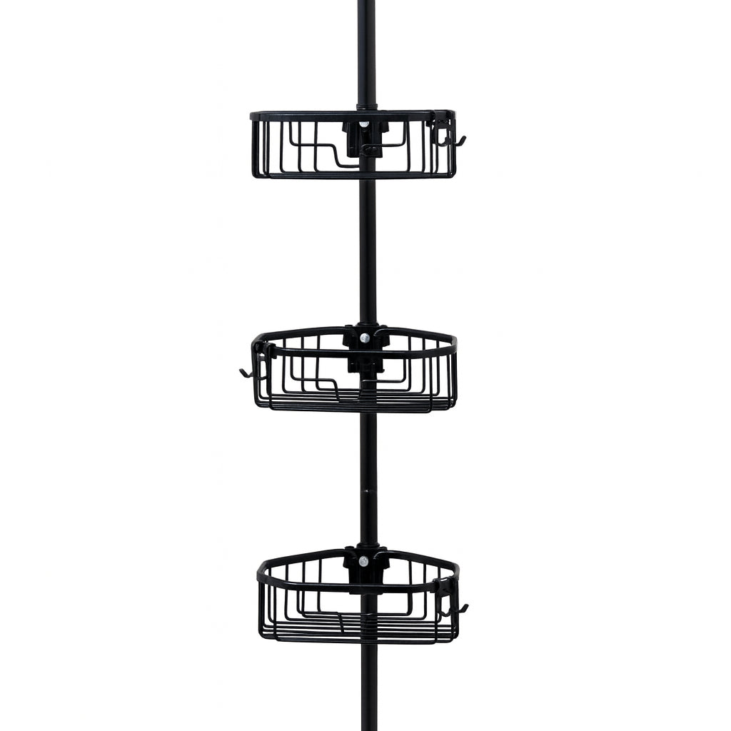 Zenna Home NeverRust Aluminum Tension Pole Corner Shower Caddy in Matte Black