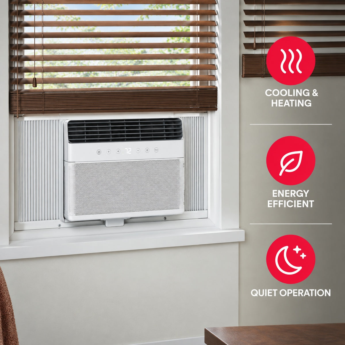 Frigidaire 8000 BTU Window Air Conditioner Cools 350 sq ft with Heater with Remote in White 115V FHWH084WB1