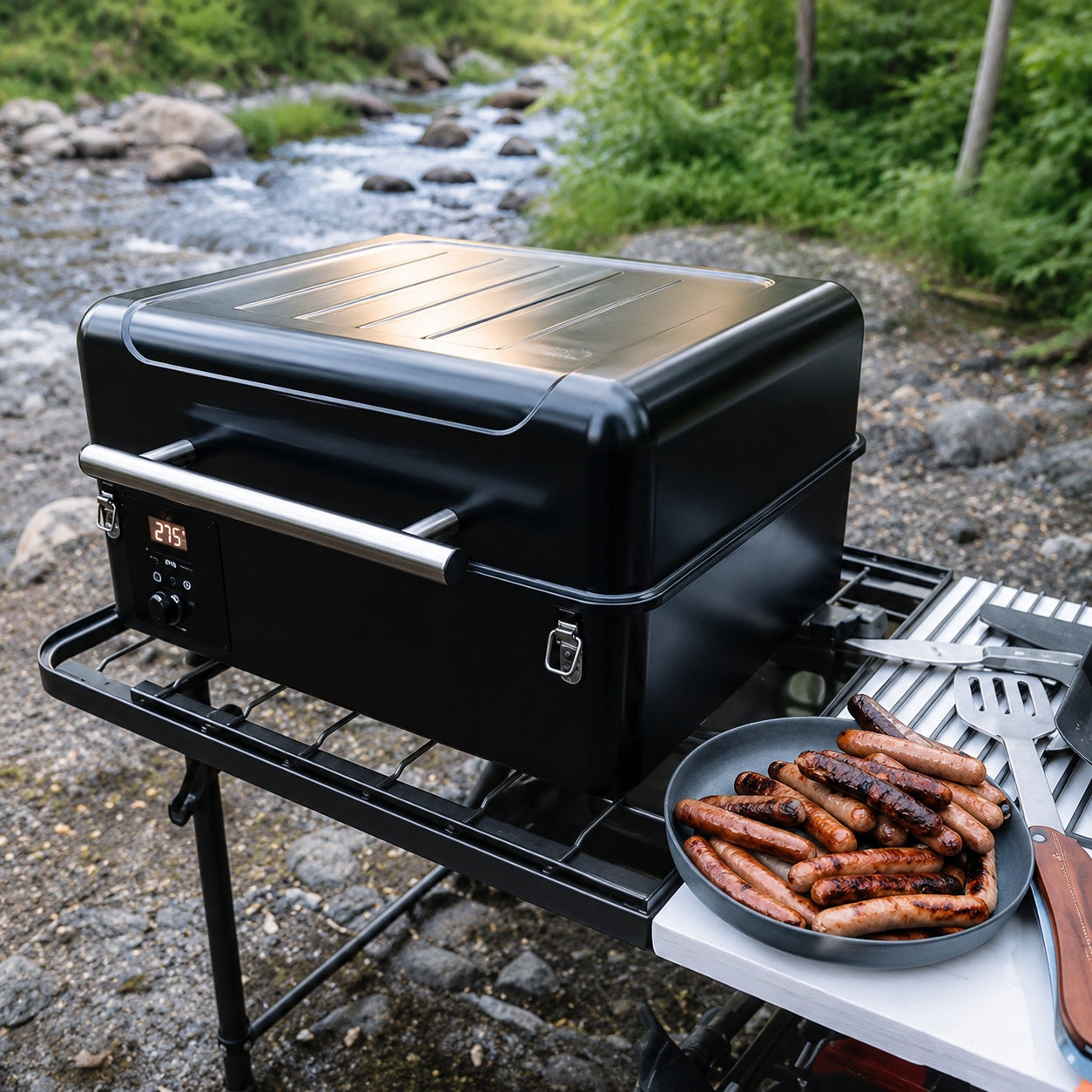 Traeger Ranger Pellet Grill and Smoker in Black with Cover