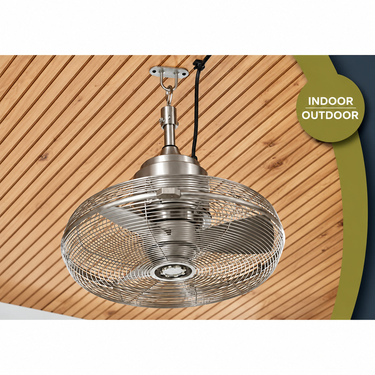 Hampton Bay Conyer 18 in Indoor Wet Outdoor 3 Speed Anywhere Fan Silver with Convenient Hanging Hook SFZ 500 1