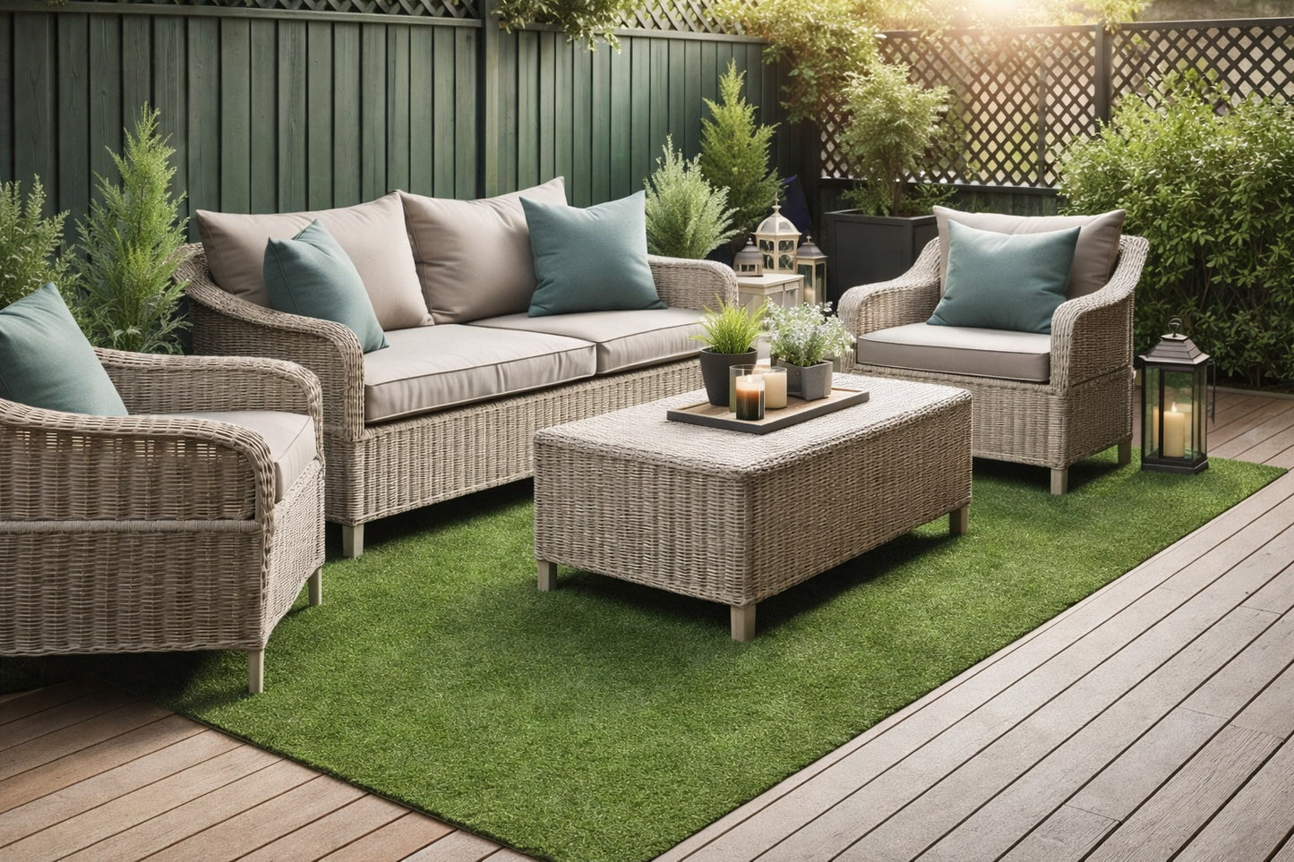 Ottomanson Evergreen Collection 7 ft x 23 ft Indoor Outdoor Green Realistic Feel