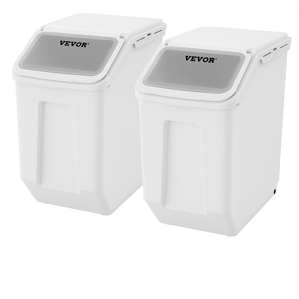 Ingredient Storage Bin 2 x 15 in. L Dispenser Bin with 2 Measuring Cups PP Material Kitchen Rice Cereal Flour Bin 840349949314 VEVOR