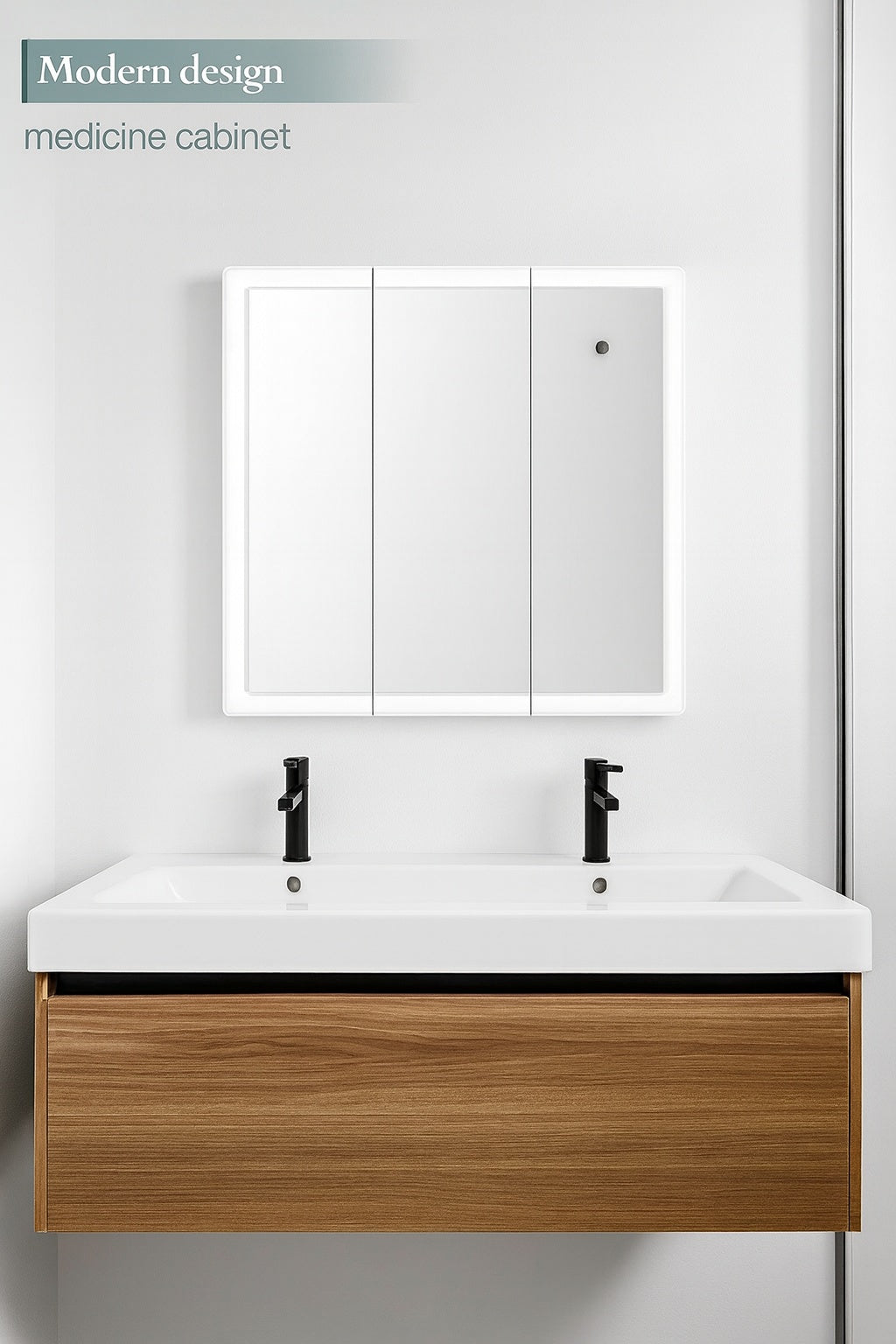 30-3/16 in. W x 29 in. H Framed Surface-Mount Tri-View Bathroom Medicine Cabinet with Mirror, White