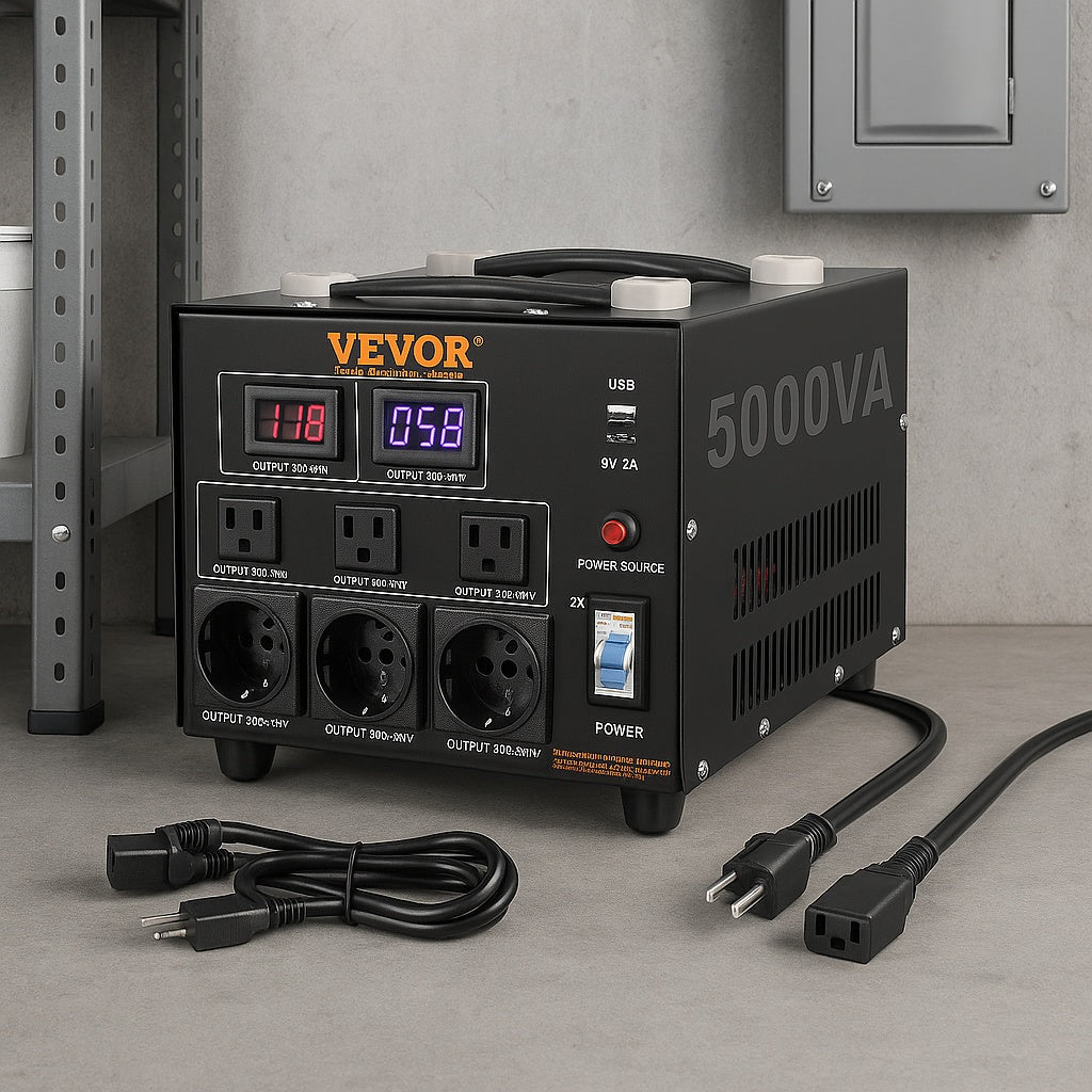 Voltage Converter Transformer 5000 Watt Up/Down Transformer 110V/220 Volt with US/EU Outlet 5 Volt USB Port CE Certified DYZHQ110V230VQLPQV1