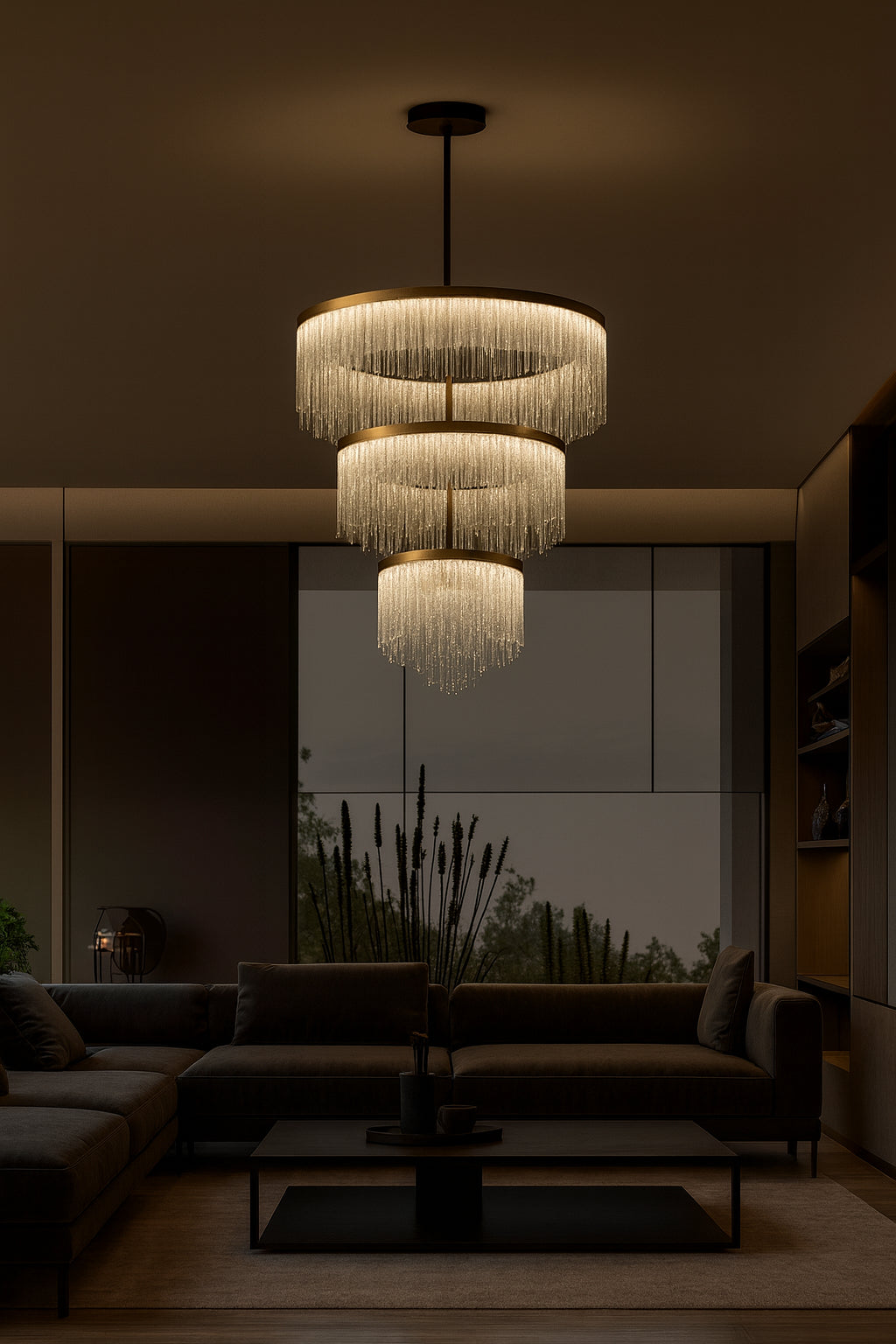 Sunpez 3-Lights Integrated LED Crystal Chandelier 3-Tiers Hanging Ceiling Light Pendant Light Fixture for Dining Room