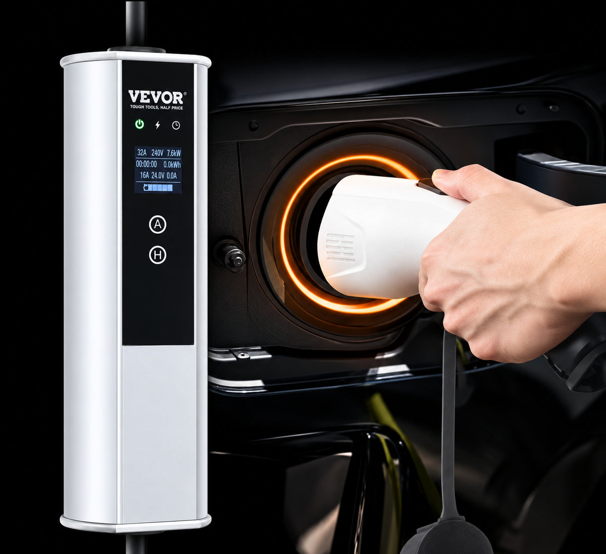 VEVOR Level 2 EV Charger 40A 32A 24A 16A 240V Electric Home EV Charging Station with 25 ft Cable NEMA 14 50P for SAE J1772 MGBXCDQJP240AUI7GV4