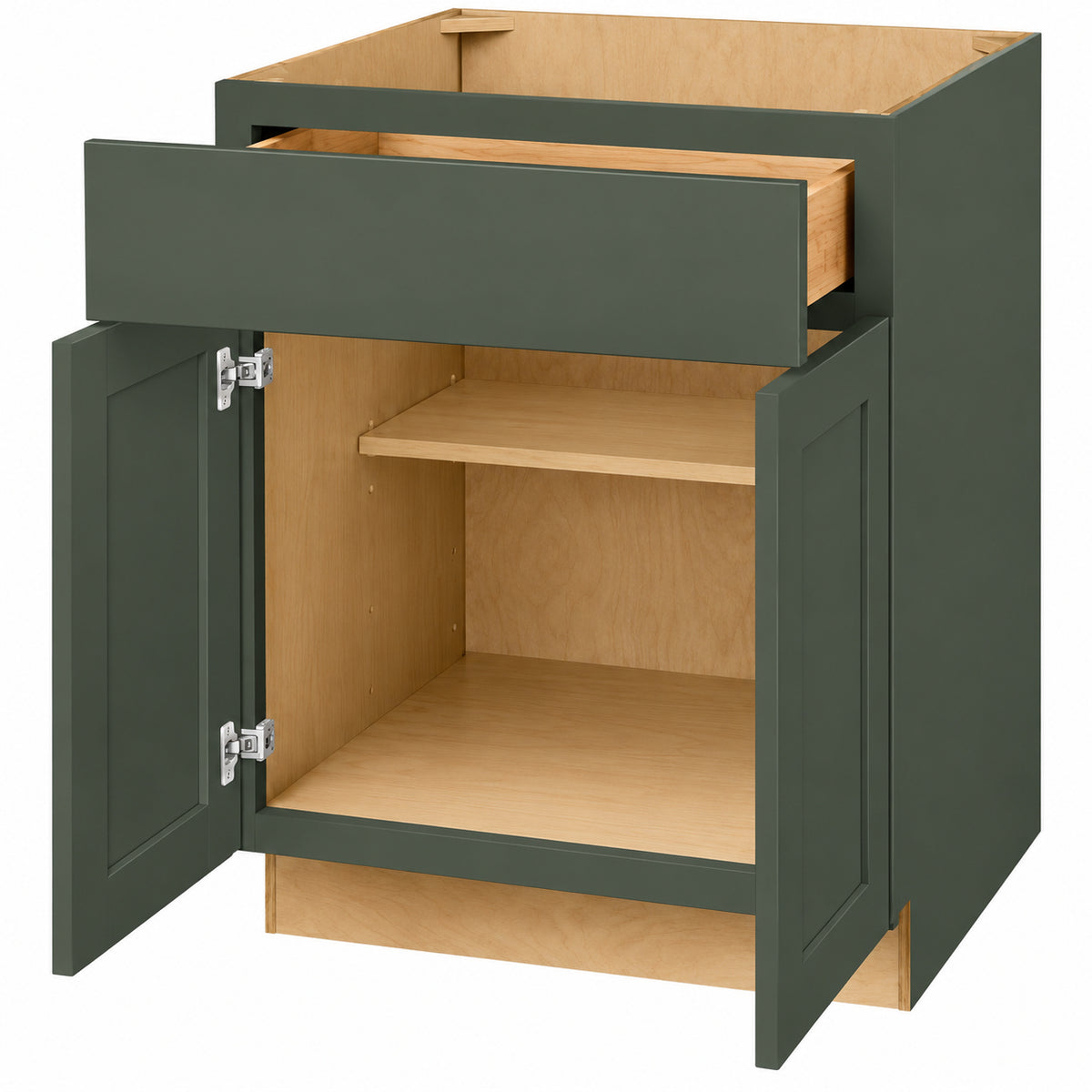 Hampton Bay Avondale 27 in W x 24 in D x 34 5 in H Ready to Assemble Plywood Shaker Base Kitchen Cabinet in Fern Green