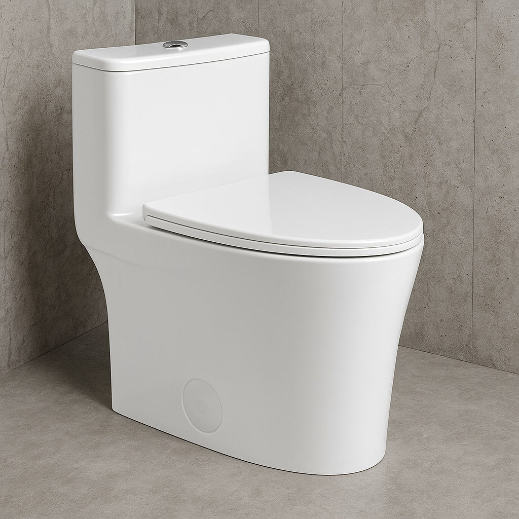 1-Piece 12 in. Rough In 1.1/1.6 GPF Dual Flush Elongated Toilet in White with Skirted Trap Way Seat Included
