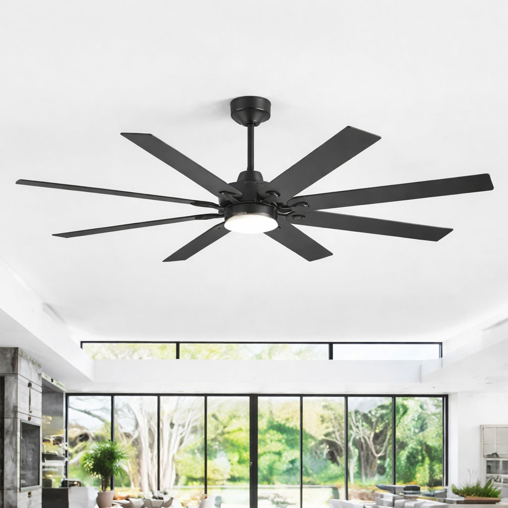 Maxwell 72 in Integrated LED Indoor Black Windmill Ceiling Fans with Color Changing LED Light with Remote Included