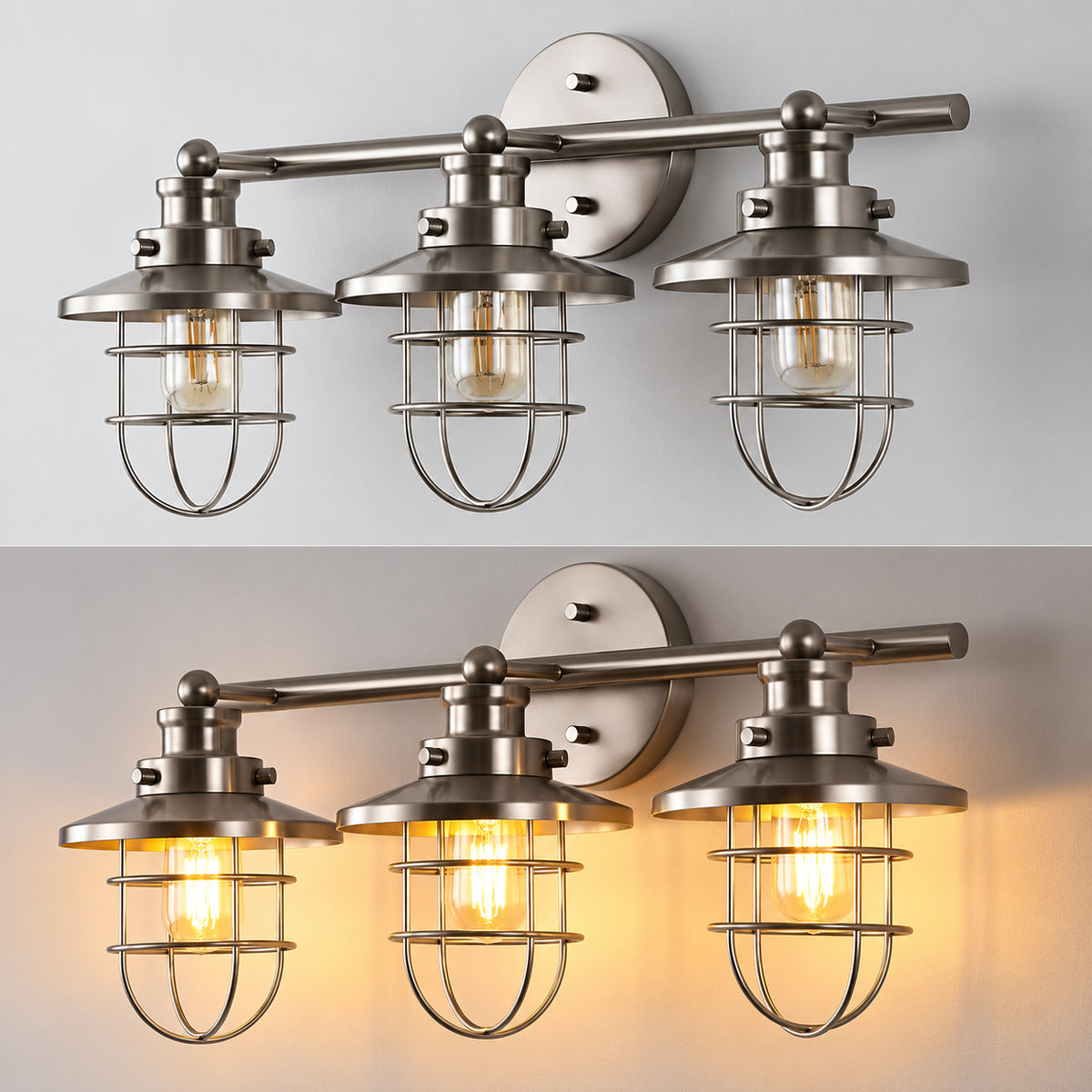 JONATHAN Y Ellis 24 in 3 Light Industrial Farmhouse Vanity Light with Bathroom Hardware Accessory Set Oil Rubbed Bronze 5 Piece JYL1506A