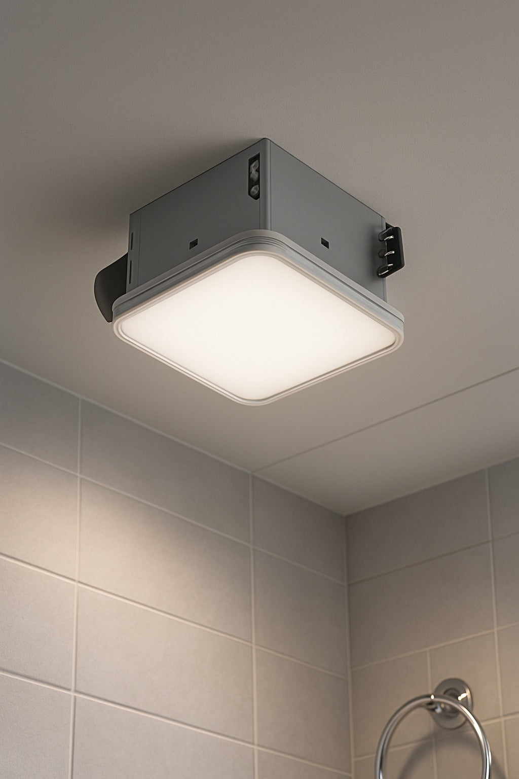 Commercial Electric 80 /110 CFM Ceiling Mount Room Side Installation Square Bathroom Exhaust Fan with Night Light and Humidity Sensor