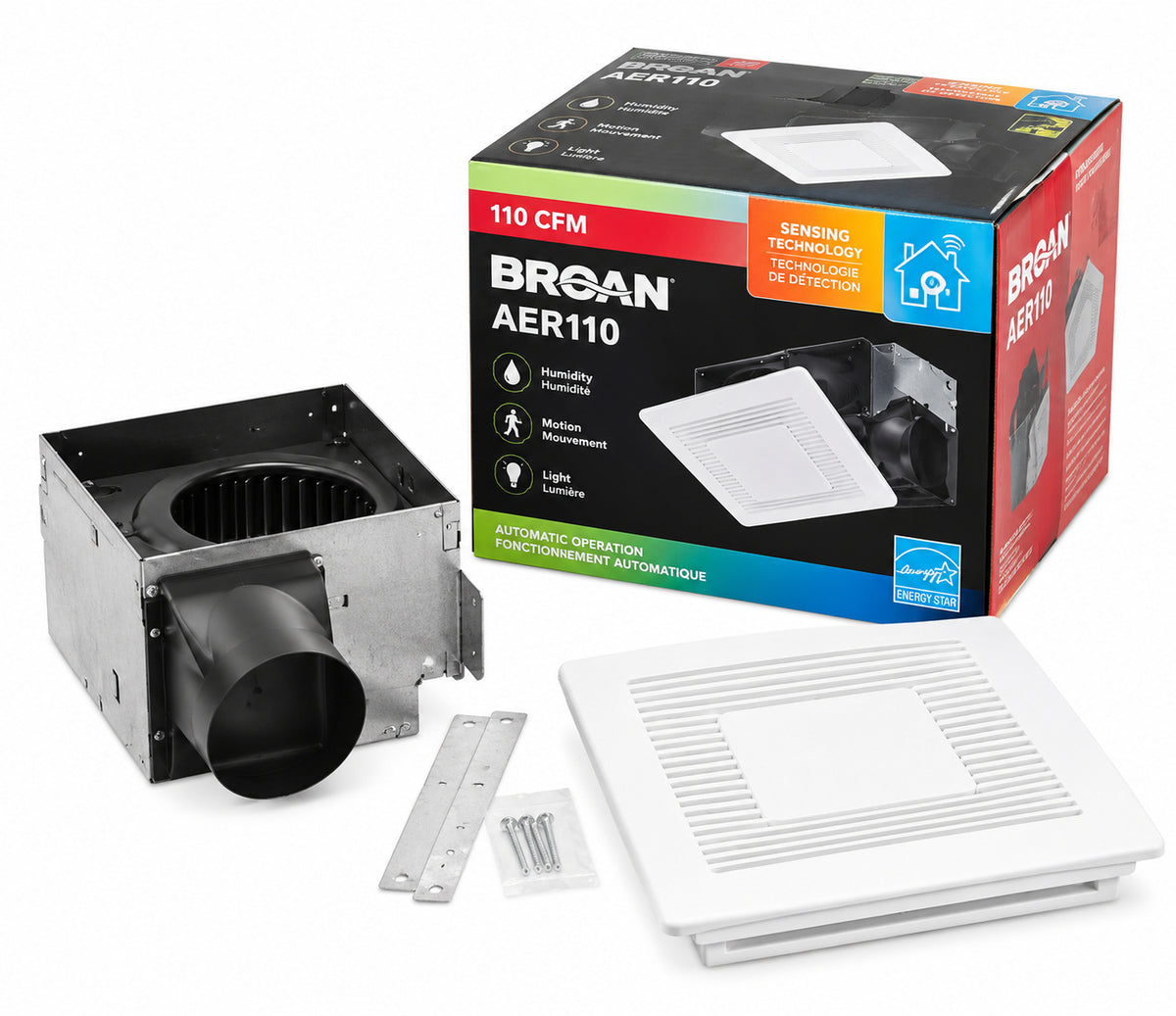 Commercial Electric 80 110 CFM Ceiling Wall Mount Roomside Installation Smart Bathroom Exhaust Fan Bluetooth Speaker Powered by Hubspace BF1112