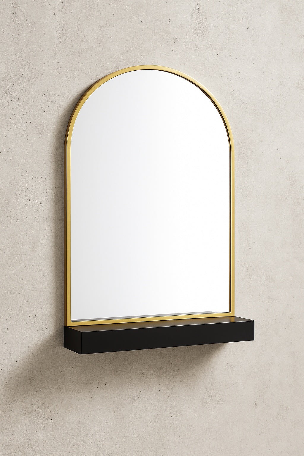 24 in. W x 36 in. H Arched Recessed/Surface Mount Medicine Cabinet with Mirror in Gold