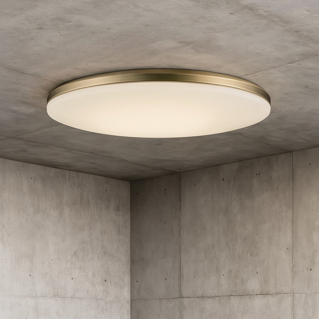 Lighting 13 in. Brass Integrated LED Semi Flush Mount Ceiling Light with Acrylic Shade HS 8624